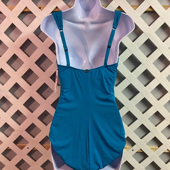 Jantzen Surplice Maillot One Piece Swimsuit UPF50+ Ideal Teal Regular 10 - Picture 3 of 5